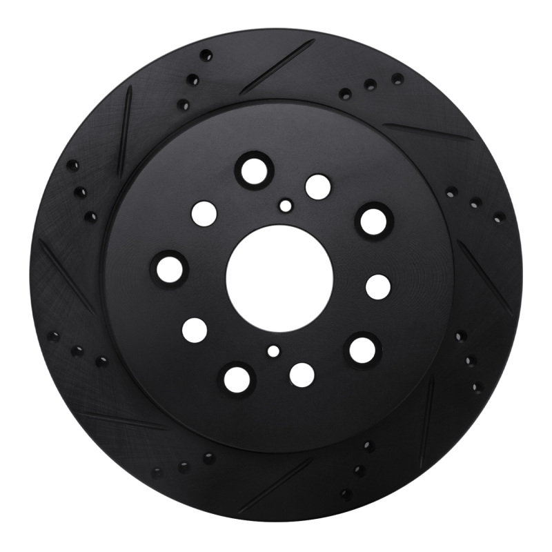 Lexus LS430 Brake Rotor (1) - Rear Left - R1 Concepts - Drilled & Slotted - Black - `01-`06